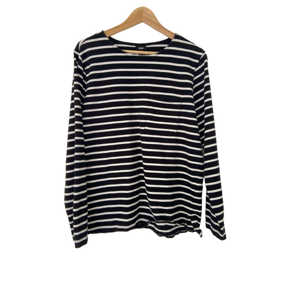 H&M Tops - H&M BLACK AND WHITE CLASSIC STRIPED 100% COTTON TOP, LARGE